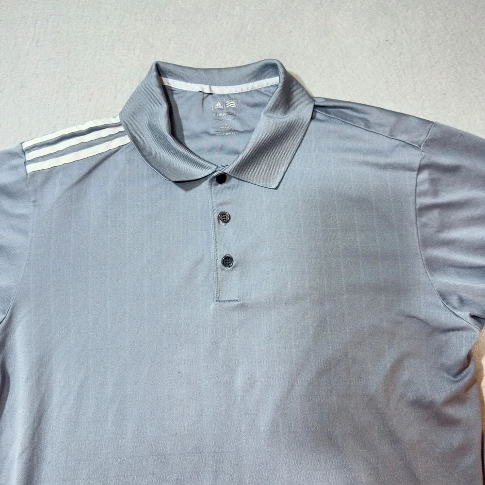 Adidas Golf‎ Polo Men L Grey Good ClimaCool Striped Short Sleeve P75971